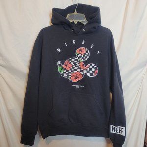 Neff Mickey Mouse Hoodie Black Checker Red Flowers Size Med Disney